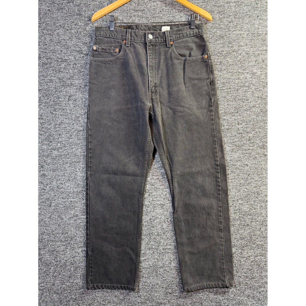 Vintage Levis 505 Regular Fit Straight Leg Jeans Faded Black 34x30 Sep 1998